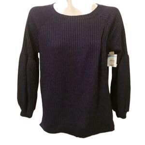 Status Navy Balloon Sleeve Tops Sz S